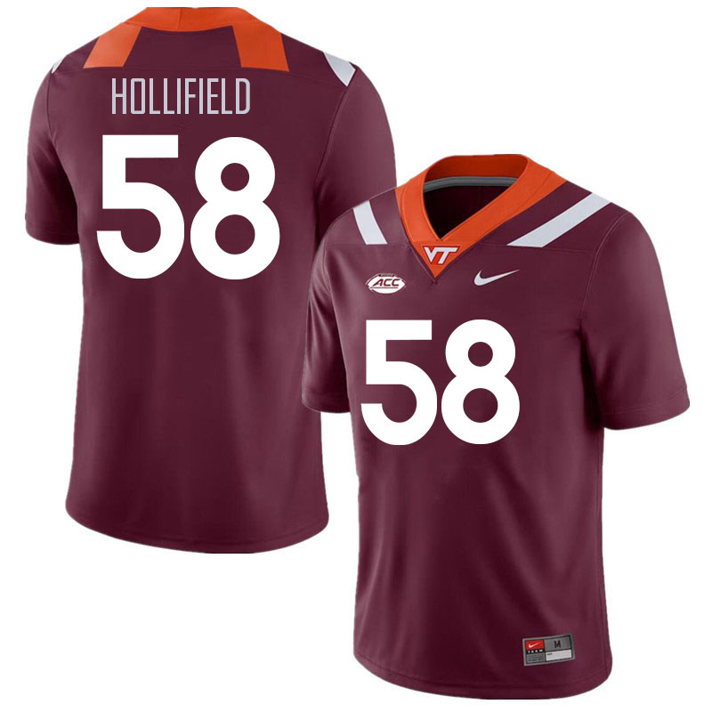 Men #58 Jack Hollifield Virginia Tech Hokies College Football Jerseys Stitched Sale-Maroon